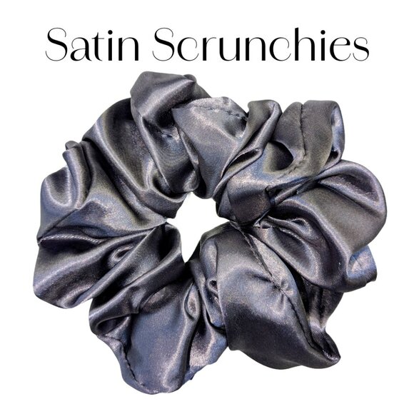 Amiga Mia large grey satin scrunchies hand crafted - Picture 2 of 5